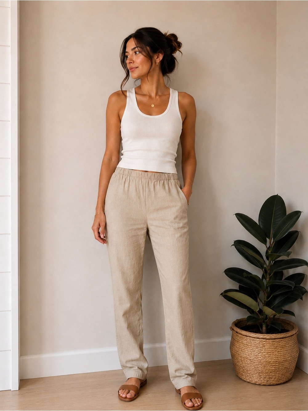 Marina Rinaldi 100% Linen made in Italy Pull on Pants 16